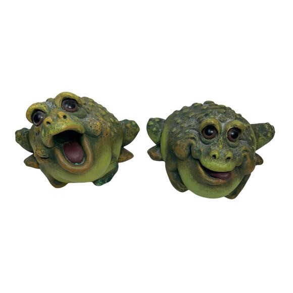 Set of 2 Rare Vintage 1992 Pete Aspit Resin Toad Warts Anthropomorphic Frog Set - Picture 1 of 8
